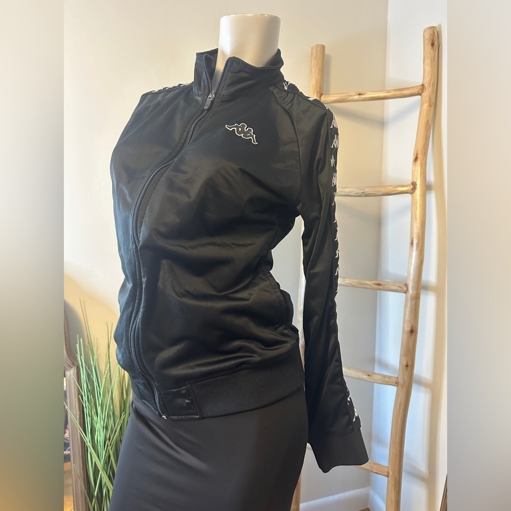 Kappa Womens Black & White Banda Anniston Track Jacket Size XLarge VINTAGE - Picture 8 of 12